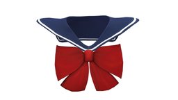 Manga Sailor Bowknot Neck Tie school, neck, white, fashion, top, tie, sailor, manga, wear, bowknot, pbr, low, poly, female, blue, japanese, unfiorm