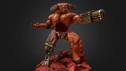 Doom Cyber-Demon Sculpture demon, fps, classic, doom, 3dprinting, cyberdemon, bossmonster, sculpture, bathesda