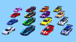 March 2023, Low Poly Cars - Mega Pack france, cars, pack, hypercar, vehicle, lowpoly, racing, noai