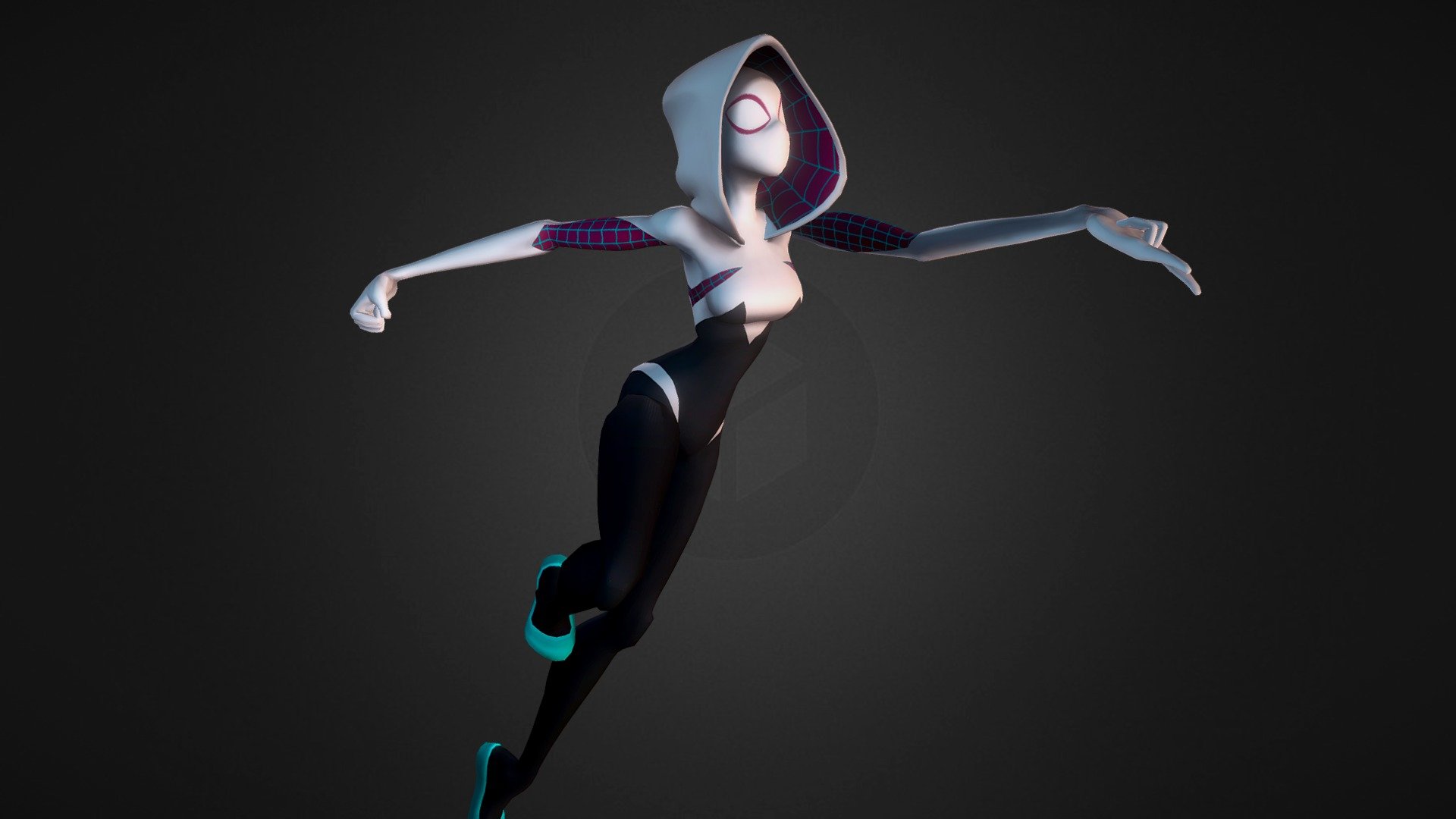 Robbi Rodriguez's design for Spider-Gwen is absolutely phenomenal, so I thought I'd give her a model with some topology, rigging, and stylization exercises.

Diffuse/Spec only 
2048x2048 
