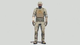 US Soldier modern, armor, us, vest, army, desert, fps, clothes, pants, secondlife, camo, beard, ready, vr, seal, boots, 4k, fbx, mixamo, uniform, tactical, camouflage, marksman, makehuman, gloves, vrchat, platecarrier, multicam, character, asset, game, blender, pbr, man, military, usa, male, gear, rigged, navy
