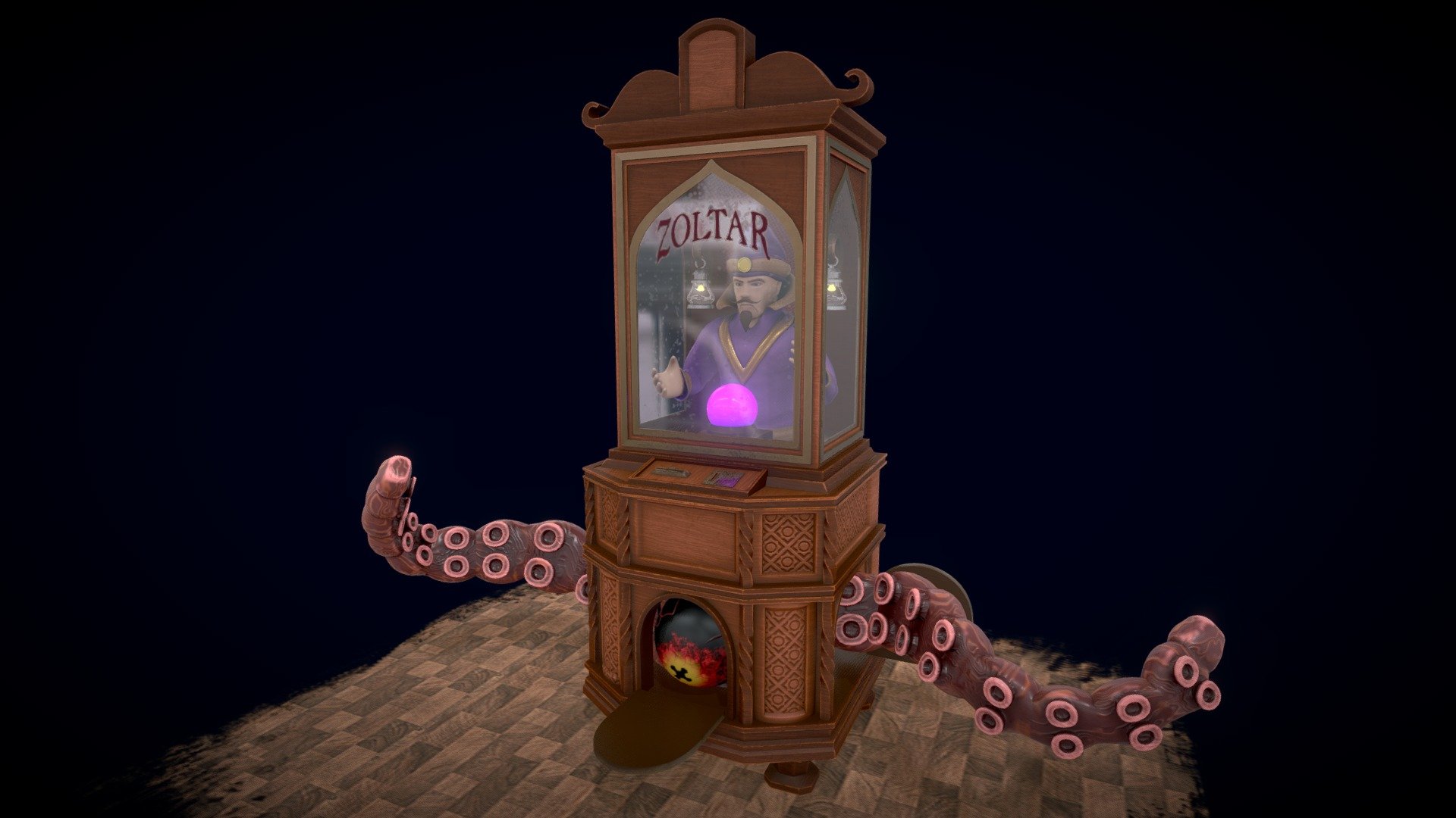 Came up with this Zoltar fortune telling machine with a lovecraftian surprise :D hope you like it