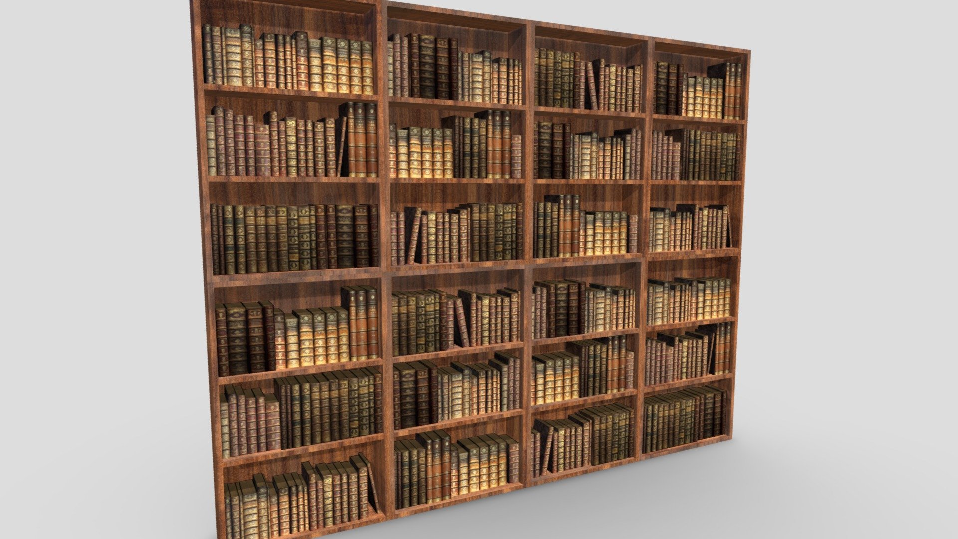 Low poly bookshelf - perfect for game engines. Textures include color, bump, spec, and roughness maps. There are 4 unique shelf models which can easily be combined and duplicated to create a whole library.