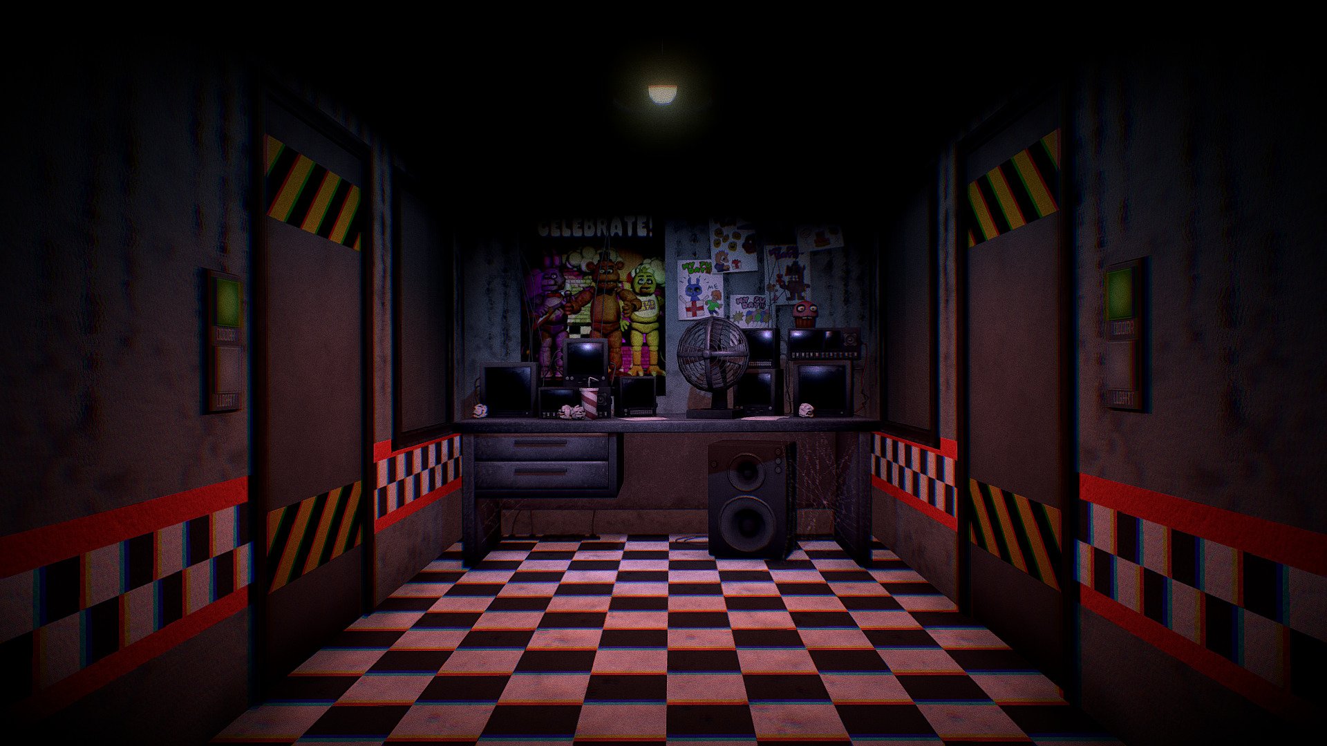 A model of the office of the first game of Five Nights at Freddy's. I tried to make every detail as exact as possible to the original. To make every element more visible, I have brightened up the scene, adding more light than the original office.

3ds Max was used for the models and UV unwrapping, Substance 3D Painter for the textures and Illustrator to create the drawings on the back wall.

ArtStation project: https://www.artstation.com/artwork/OGBaZw