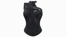 Female Steel Boned Black Steampunk Corset Top steampunk, one, warrior, , fashion, medieval, girls, top, clothes, strong, womens, shoulder, wear, corset, pbr, low, poly, female, dark, black, steel, boned
