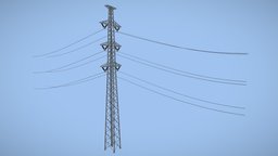 Double Circuit Powerline tower, power, double, line, electrical, electricity, wire, metal, 3, lines, cord, powerline, circuits, industrial-building, 30m, powerlines, modular, electric, industrial, dangling, 150ft, 3-layer