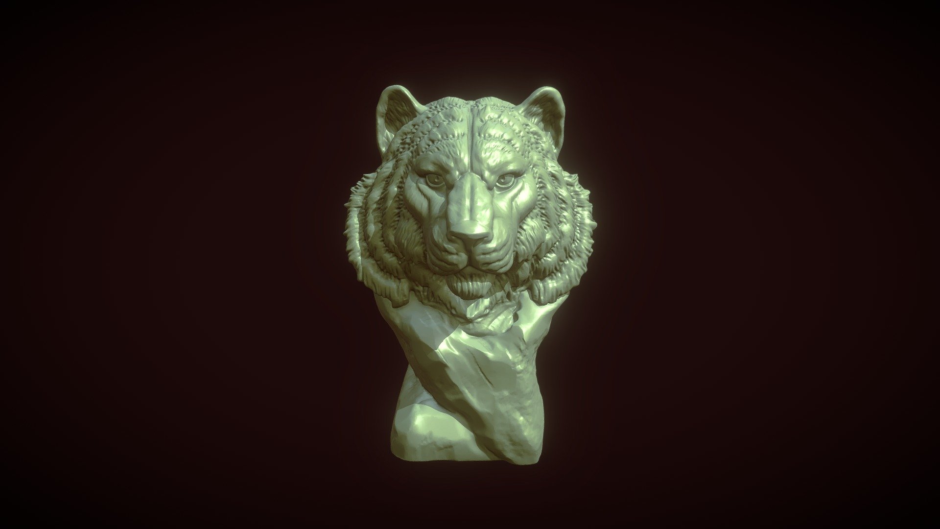 3d printable tiger bust sculpted in Zbrush
