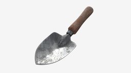Garden shovel with short handle dirty garden, digger, dig, build, equipment, dirty, handle, metal, farm, tool, agricultural, shovel, agriculture, gardening, horticulture, 3d, pbr