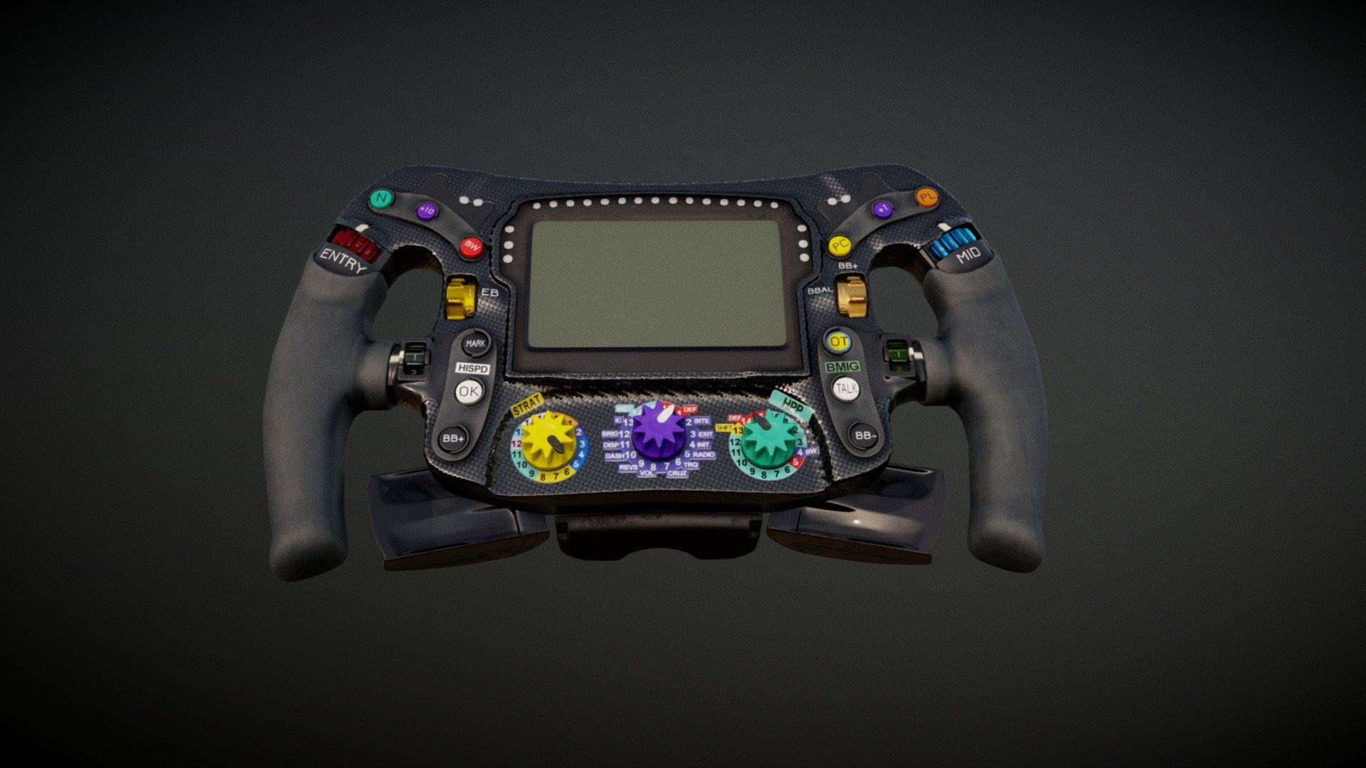 This is the Mercedes F1 2022 steering wheel (as far as I can tell) based on photograph references. 




Modelled, textured and baked in Blender

4K texture set

27.8K tris

