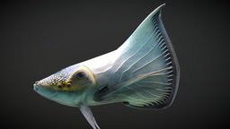 Alien Fantasy Fish - Solar Fin fish, underwater, dolphin, octopus, ocean, squid, deep, whale, alien, sperm, swimming, subnautica, beluga, creature, monster, animated, fantasy, sea