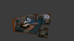 Stylised Ship cabin room, cabin, stylised-handpainted, substancepainter, blender, ship, fantasy