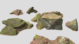 Rocks Stone Forest Pack Sandstone Scan landscape, forest, drone, set, small, exterior, stick, medium, module, pack, big, huge, sharp, collection, cliff, sand, baked, boulder, realistic, smooth, moss, mossy, root, modules, photoscan, 3d, blender, pbr, low, poly, model, scan, stone, rock, leaves, neadle, noai