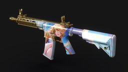ar15 - anime01 - skin rifle, m4a1, assault, m4, ar15, print, assault-rifle, animegirl, low-poly-model, militarty, ar15-m4, weapon, low-poly, asset, texture, lowpoly, gun, anime, skin, gameready, ar15custom, aqaprint