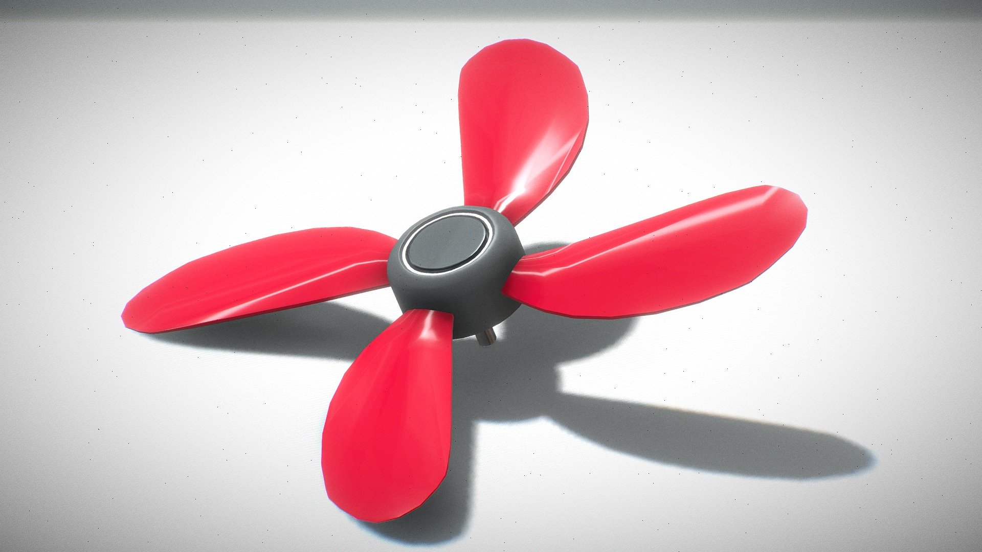 Red propeller ready use in your next aeroplane.
A single mesh propeller created using Blender. 
It is free to download. 
Basic material used.