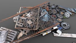 Street garbage heap with tires and debris - scan abandoned, dump, urban, mass, rusty, trash, scrap, junk, debris, pile, garbage, chaos, dirty, rubble, 3d-scanning, rubbish, tires, heap, decadence, tyres, rawscan, scattered, lump, photoscan, photogrammetry, asset, blender, scan, 3dscan, wood, street, dumping, ue5