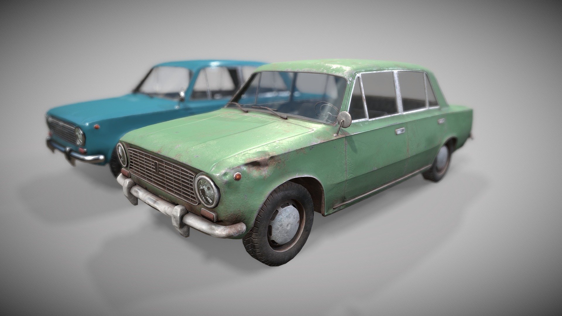 Low poly Russian car.

1874 polys

2 sets of PBR textures at 4096x4096 (colour, metallic, AO, normal and roughness). Glass texture for the old dirty window is 2048x2048.

Also included is both .psd colour files for ease of changing colours.
