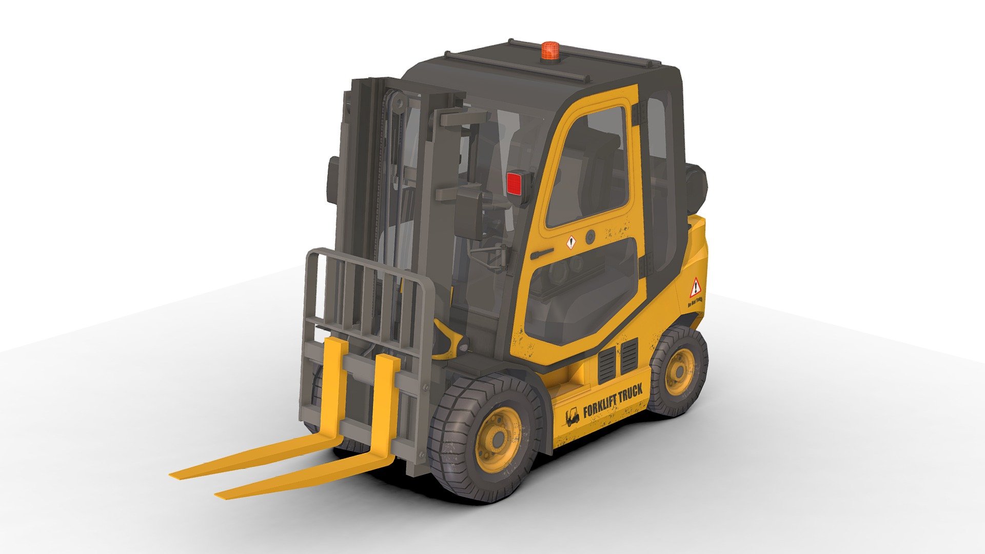 Forklift Truck Low_Poly .

You can use these models in any game and project.

This model is made with order and precision.

Separated parts (bodys . wheels . Steer . Forks ).

Very Low- Poly.

Truck have separate parts.

Average poly count: 10,000 tris.

Texture size: 2048 / 1024 (PNG).

Number of textures: 2.

Number of materials: 3.

Format: Fbx / Obj / 3DMax .

Wait for my new models.. Your friend (Sidra).
