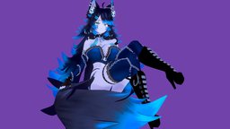 Spite's VTuber Commission cute, avatar, commission, cerberus, vrchat, dog-girl, vtuber, vrchat-avatar, female, anime