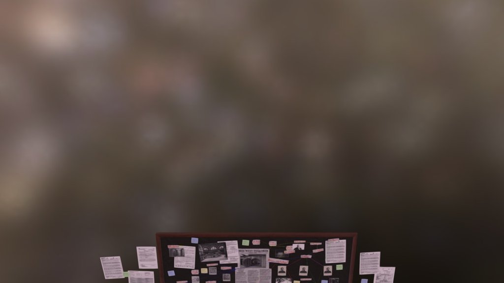 This is an police evidence board I made to go in my diorama for the Ubisoft NXT Showcase