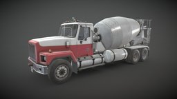 Classic Mixer Truck - Low Poly wheel, truck, heavy, transport, concrete, classic, mixer, cargo, old, tank, cement, lorry, haul, vehicle, lowpoly, construction, industrial, gameready