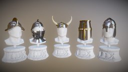 Medieval Helmets armor, warrior, soldier, viking, medieval, cavaleiros, head, crusader, crusade, cavalry, morion, teutonic, medieval-prop, burgonet, unity, unity3d, helmet, knight