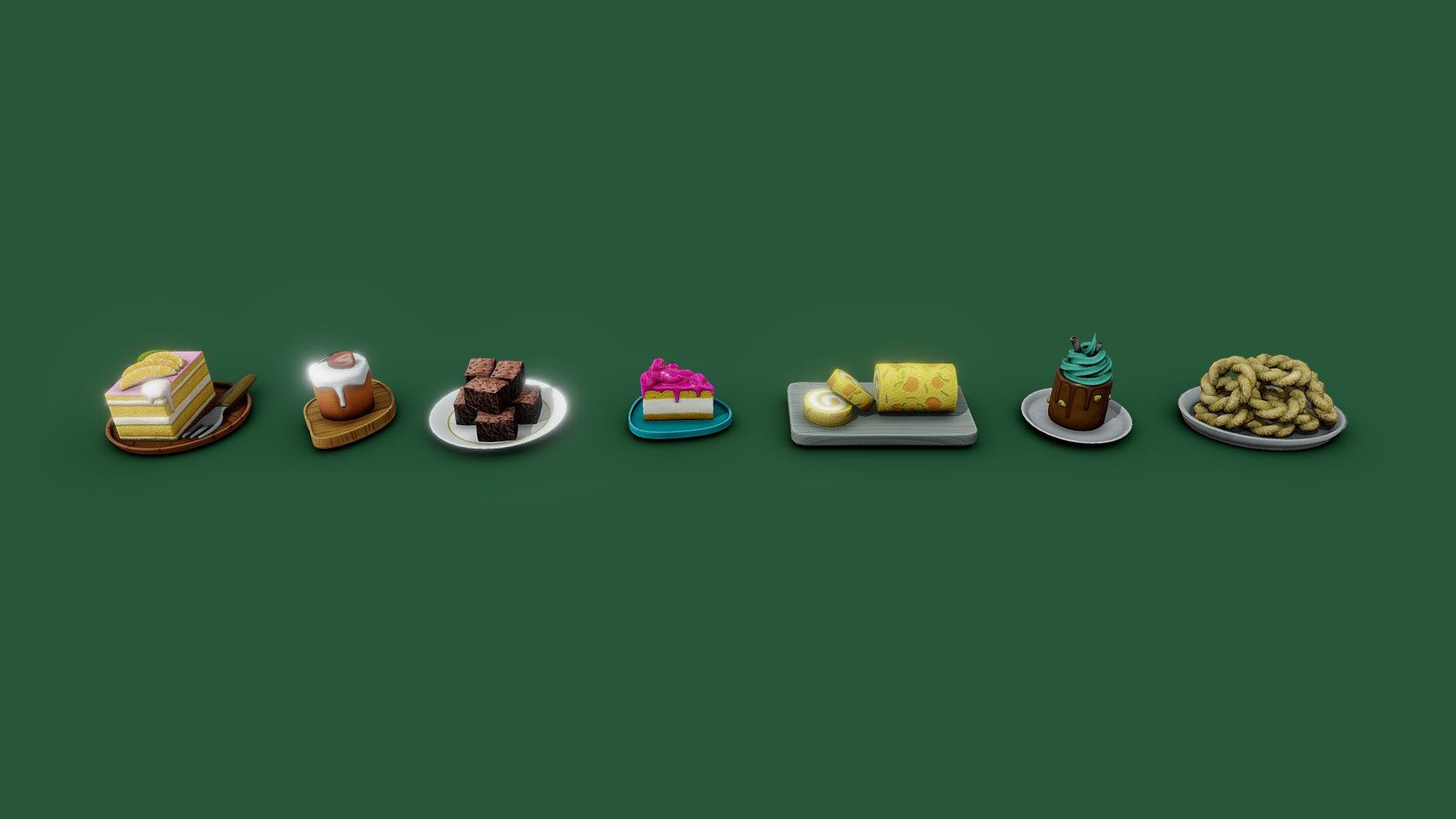 hey, i made Lowpoly Cake Food Game Asset, kind a nice for your scene. 4K texture PBR Unity smoothness and Unreal. also i have free stuff for download please cek my page account, and follow for future upload. This models is sell, so you can use in any project you working on, i cant promis the other cake or food models will be coming soon to accompanied this model but i will try. Thank you for all of you guys to supporting me ;’)

In this pack only the model, 4K texture set for unity and unreal in additional file.

looking for freelance 3D artist for your mobile game? Feel free to ask me.

oh… if you want, i post several progress in my instagram @ferozes

And check out my free game on googleplay —> https://bit.ly/2FRlptH

thank you for supporting me again, have nice scene :D
