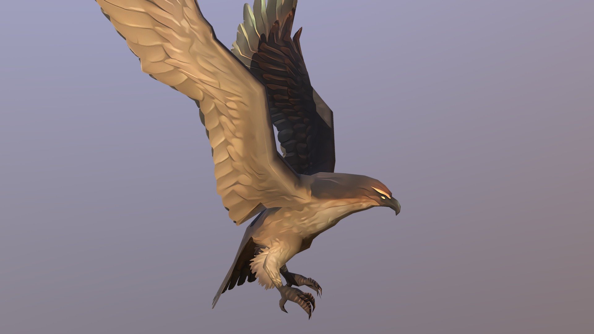A Cartoon Bird Eagle Hawk Asset.

The 3d file format is FBX.

INSIDE:

FBX Model. FBX Animation. Albedo Texture. 1024x1024 resolution.
Animations: Attack1, Attack2, Die1, Die2, Fly, Gliding, Hit1, Hit2, HIt3, Idle