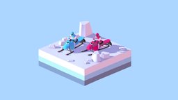 Cartoon Low Poly Snowmobile Racers truck, toon, winter, toy, small, jedi, snow, travel, reconstruction, clean, ski, resort, motion, snowboard, cold, isometric, game-ready, illustration, snowmobile, slope, mounts, winter-sport, olimpic, resorte, snowcat, ski-resort, ski-area, ratrack, character, low-poly, cartoon, game, vehicle, lowpoly, gameart, design, racing, car, cinema4d, c4d, space