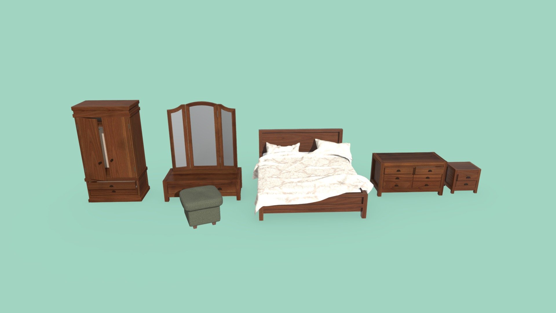 Bedroom Furniture Set




Pack contains 6 low poly models.

Modes are Game-Ready/VR ready.

Models are UV mapped and unwrapped (non overlapping).

Assets are fully textured, 512x512, 1024x1024, 2048x2048 .png’s. PBR

Models are ready for Unity and Unreal game engines.


File Format: .FBX




Additional zip file contains all the files.


