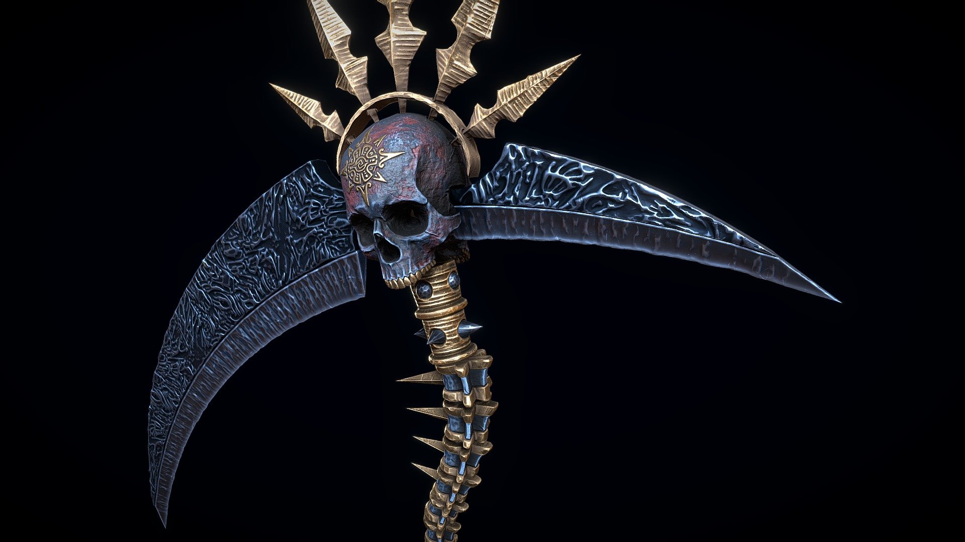 The low-poly model of a Dark Reaper Scythe. This model has 4K textures doesn't contain any ngons and has optimal topology.
