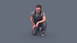 Foreman in Overalls Sitting on One Knee people, sitting, standing, garage, walking, photorealistic, service, worker, serious, labor, professional, uniform, builder, strong, photoreal, step, overalls, strongman, handyman, leaning, handsinpockets, foreman, squatting, coveralls, man, male, construction, concentrated, lookdown