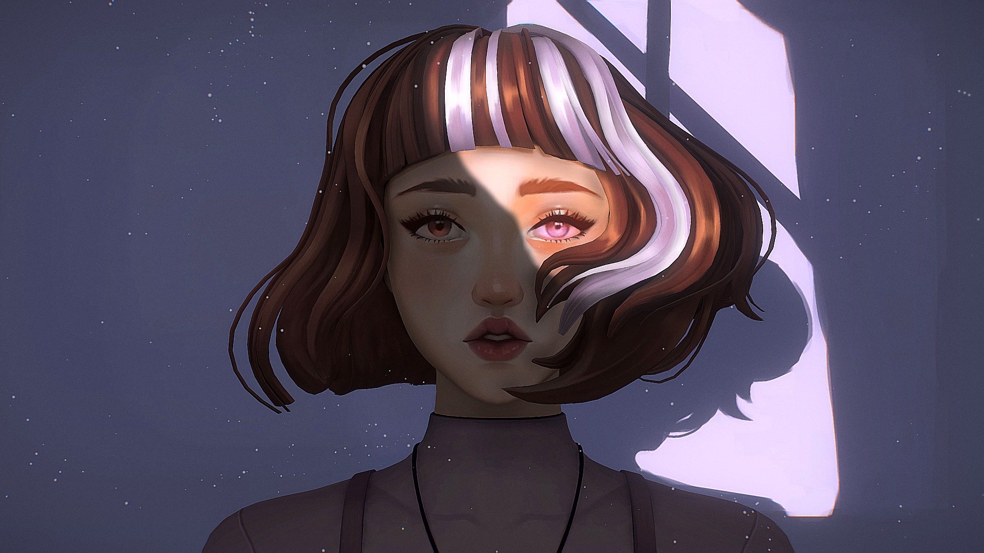 ☆ A girl stargazing through her attic window ☆
Something else than my usual 3D models! I wanted to try out an even more handpainted approach, it was definitely a learning process but I am happy with how this cute character came to life ☆

Concept