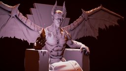 Demon and the throne demon, challenge, devil, sculpting, throne, hell, satan, lucifer, angelsanddemonschallenge, zbrush