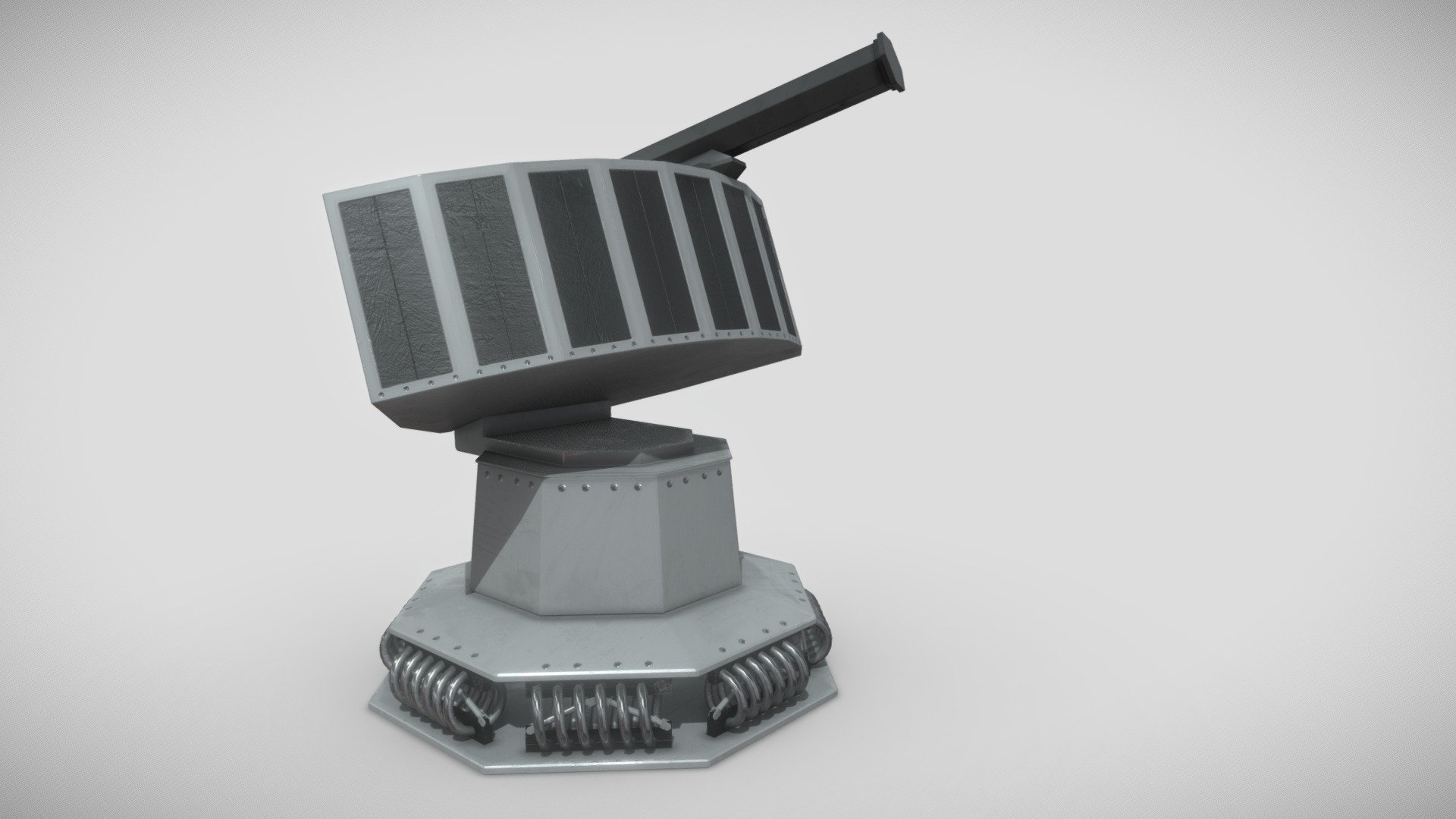 The automatic decoy system MASS provides a unique level of protection against modern sensor-guided missiles. MASS can be installed on ships of all types and can be integrated into existing command systems. The new MASS_ISS features built-in sensors for detecting radar and laser threats. Programmable and omni-spectral, the system’s innovative ammunition provides protection in all relevant wavelengths of the electromagnetic spectrum.

This 3D model was created using 3ds Max, with textures designed in Substance Painter. The model has been meticulously unwrapped and divided into separate parts, enabling the base and turret to rotate seamlessly. If necessary, I am also capable of exporting the textures in various formats suitable for Unity, Unreal Engine, or V-Ray integration.