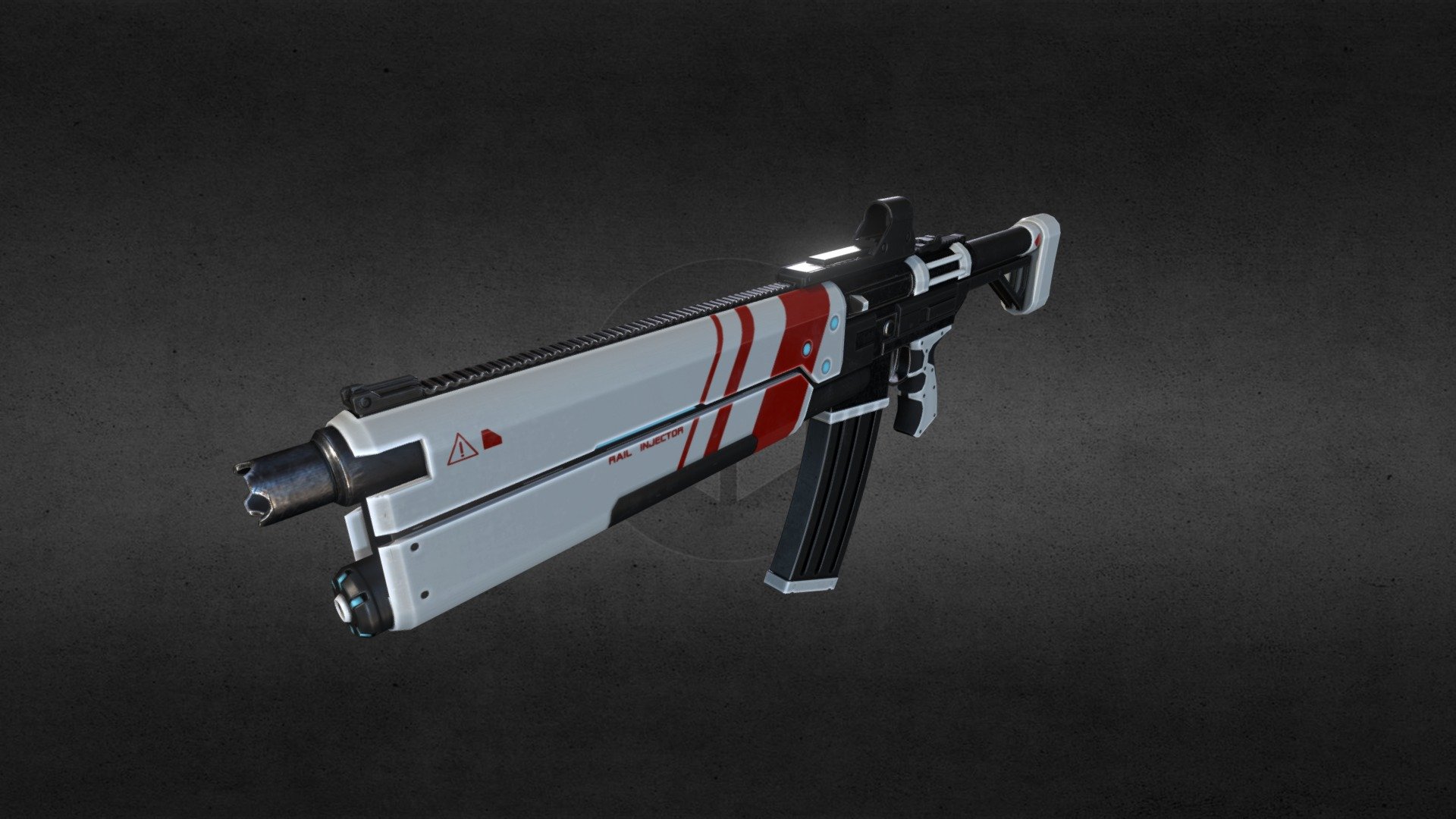 An AR designed around hyper-magnetizing a preloaded gas round for maximum exit velocity.  Built around M-16 Base reciever.  Built in Maya, 3d Coat and Unity. 10 hours.