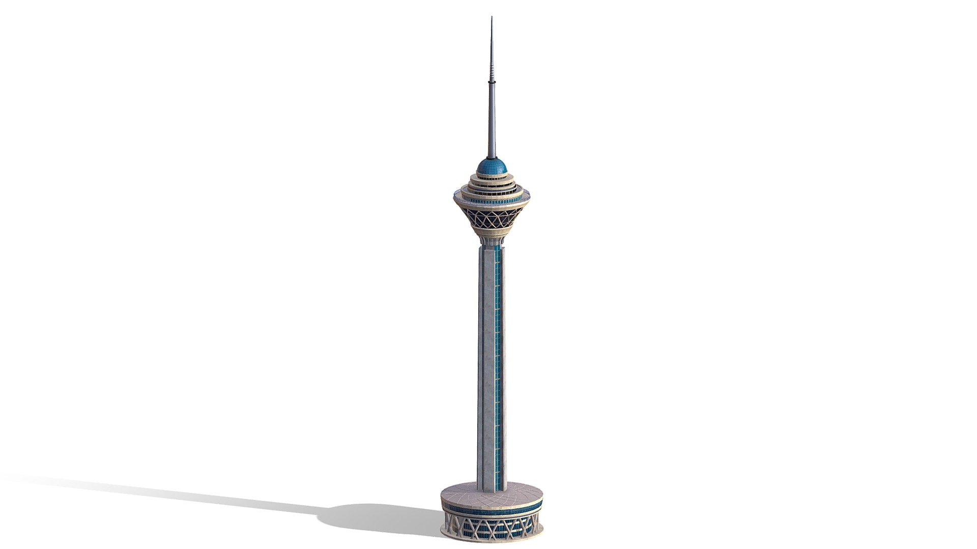 The Milad Tower, also known as the Tehran Tower, is a multi-purpose tower in Tehran, Iran. It is the sixth-tallest tower and the 24th-tallest freestanding structure in the world.
||| Az in Link Mitonin Kharid Konin https://3dcars.ir/product/milad-tower-3d-model
