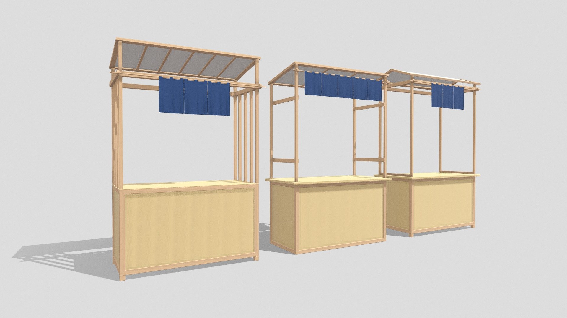 Asian Wooden Food Stands

Measurements:

Each stand is around: 1.60m x 0.80m x 2.30m (L,W,H)

IMPORTANT NOTES:




This model does not have textures or materials, but it has separate generic materials, it is also separated into parts, so you can easily assign your own materials.

Model units are on meters.

If you have any doubts or questions about this model, you can send us a message.