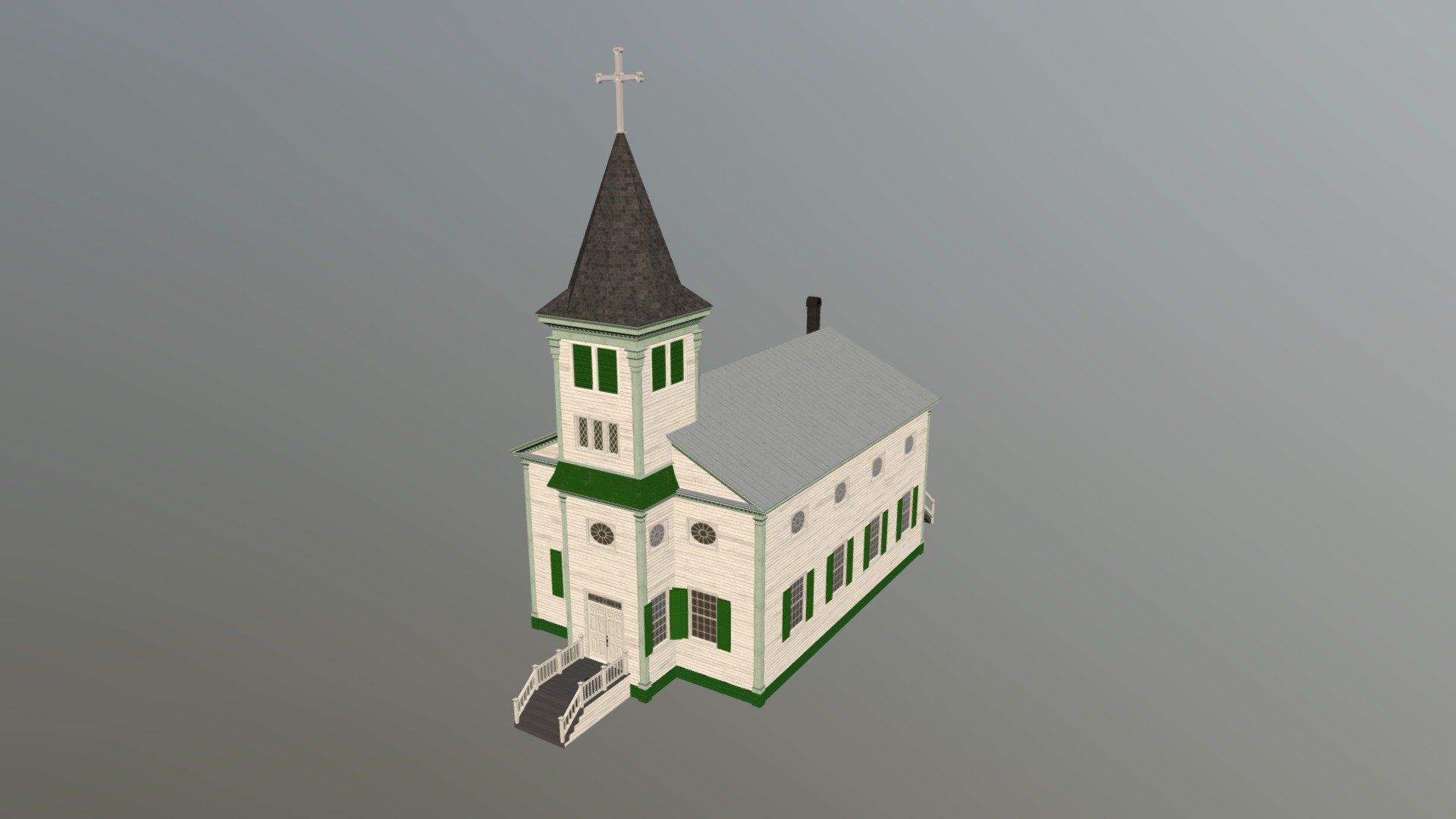 St Paul's Catholic Church, New Bern, NC

The oldest Catholic church in North Carolina, St Paul's was constructed by Hardy Lane to the plan of Wm. H Burgwin. Bishop John England laid the cornerstone in 1840. The steeple was added in 1896 by Herbert Simson.

Model made in Blender