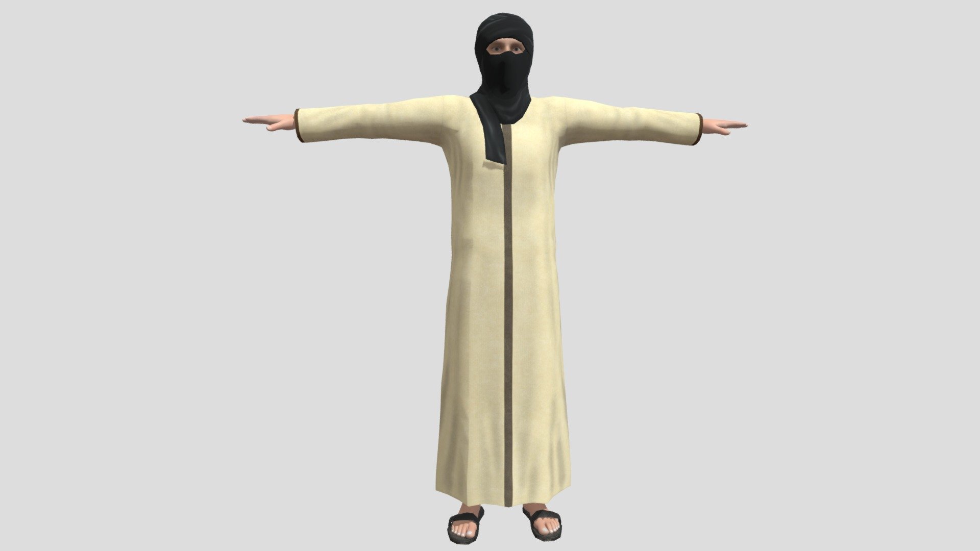 Description:
Arab Male 3D model is a high quality, photo real model that will enhance detail and realism to any of your game projects or commercials. The model has a fully textured, detailed design that allows for close-up renders. 

Features:
• High quality polygonal model with detailed texture, correctly scaled for an accurate representation of the original object.
• Maya 2019 V-Ray and standard materials scenes along with multiple other file formats.
• Texture files are given in .jpg formats for easy access.
• All preview images are rendered using Autodesk Maya vray
• No cleaning up necessary, just drop your models into the scene, Load the texture and start rendering.
• No special plugin needed to open scene.