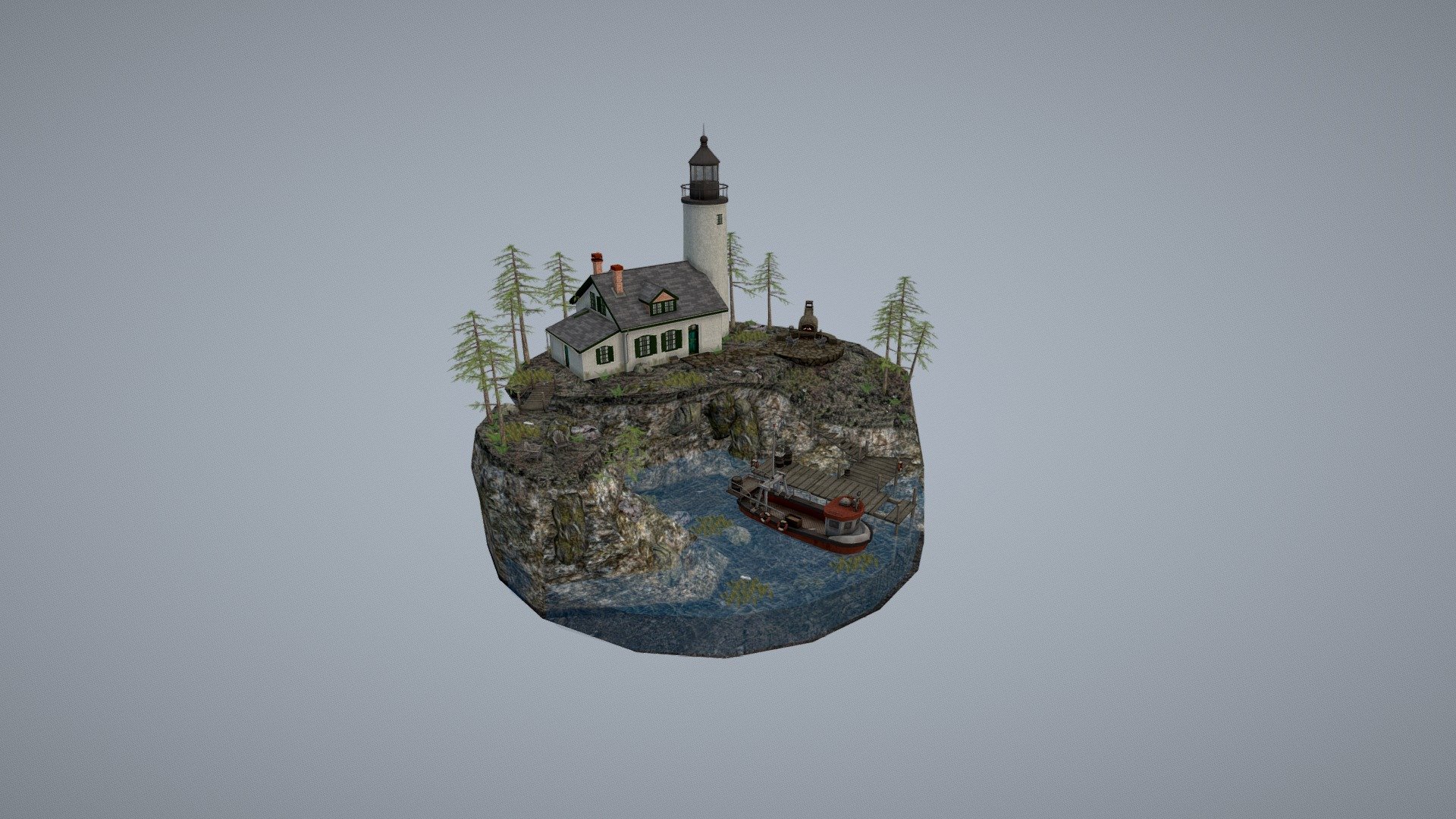 Diorama By the Ocean for my 3d1 exam
Showing a house of a fisherman who takes care of a lighthouse and likes to have some bbq with his friends