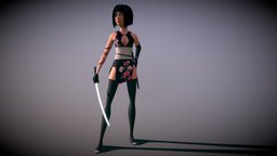 girl ninja cartoon style katana, ninja, samurai, rigg, cartoonish, female-character, femalecharacter, cartooncharacter, ninjagirl, girl-model, girlcharacter, substancepainter, substance, weapon, character, girl, cartoon, low, female, human, rigged, female-model