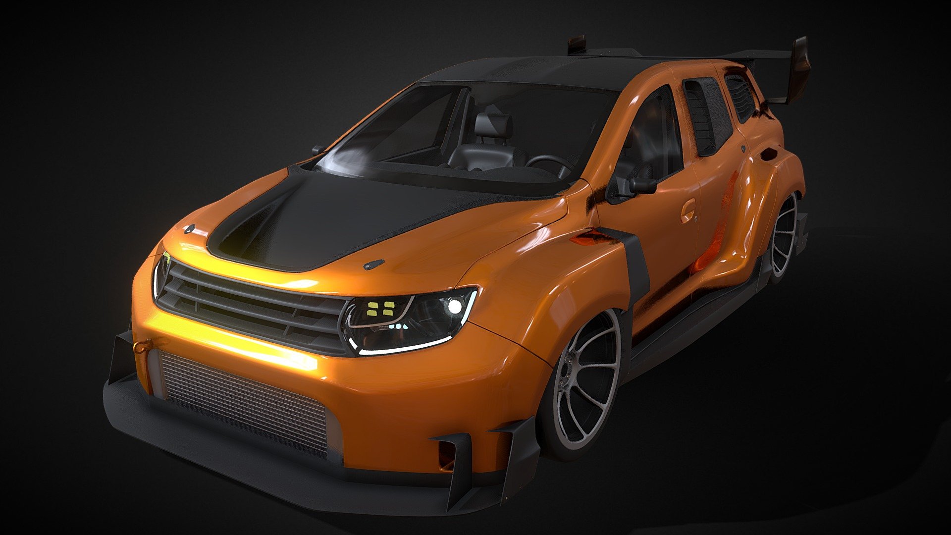 Widebody race car based on  Dacia Duster - high poly 3d model, uvs, no textures