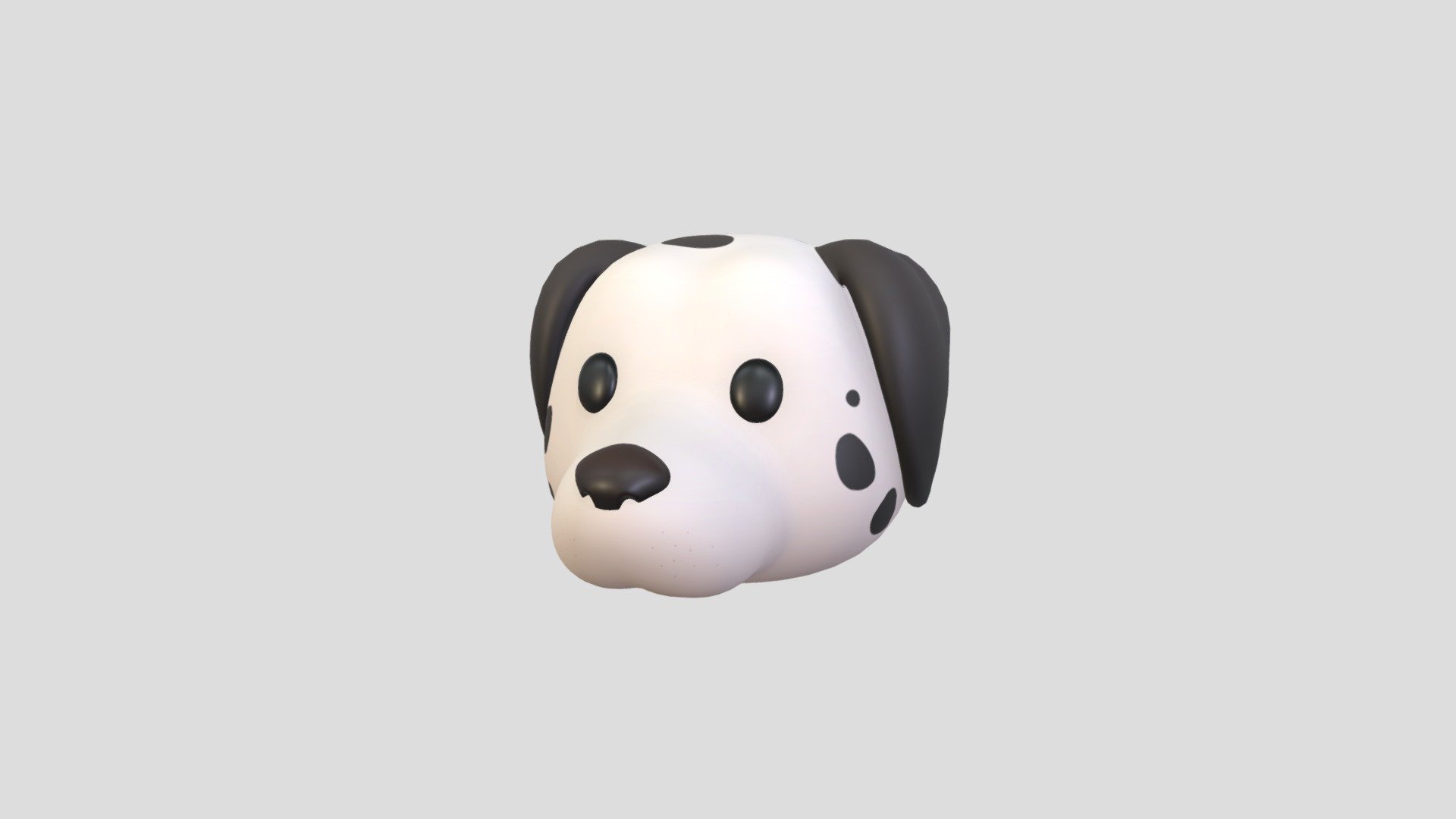 Dalmatian Dog Head 3d model.      
    


File Format      
 
- 3ds max 2021  
 
- FBX  
 
- OBJ  
    


Clean topology    

No Rig                          

Non-overlapping unwrapped UVs        
 


PNG texture               

2048x2048                


- Base Color                        

- Normal                            

- Roughness                         



1,720 polygons                          

1,766 vertexs                          
