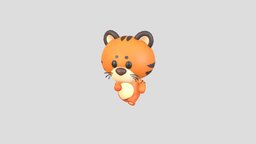 Character128 Rigged Tiger body, cat, toon, cute, little, baby, tiger, toy, mascot, doll, rig, zoo, bengal, character, cartoon, animal, animation, noai