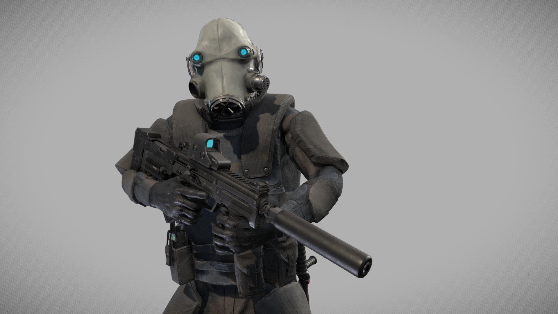 Real time pbr game model

Rigged,scinned, ready for animation or retarget animation

All poly - 30 957‬

Mesh poly - 25 573

Weapon(auto rifle and baton) poly- 5 384‬