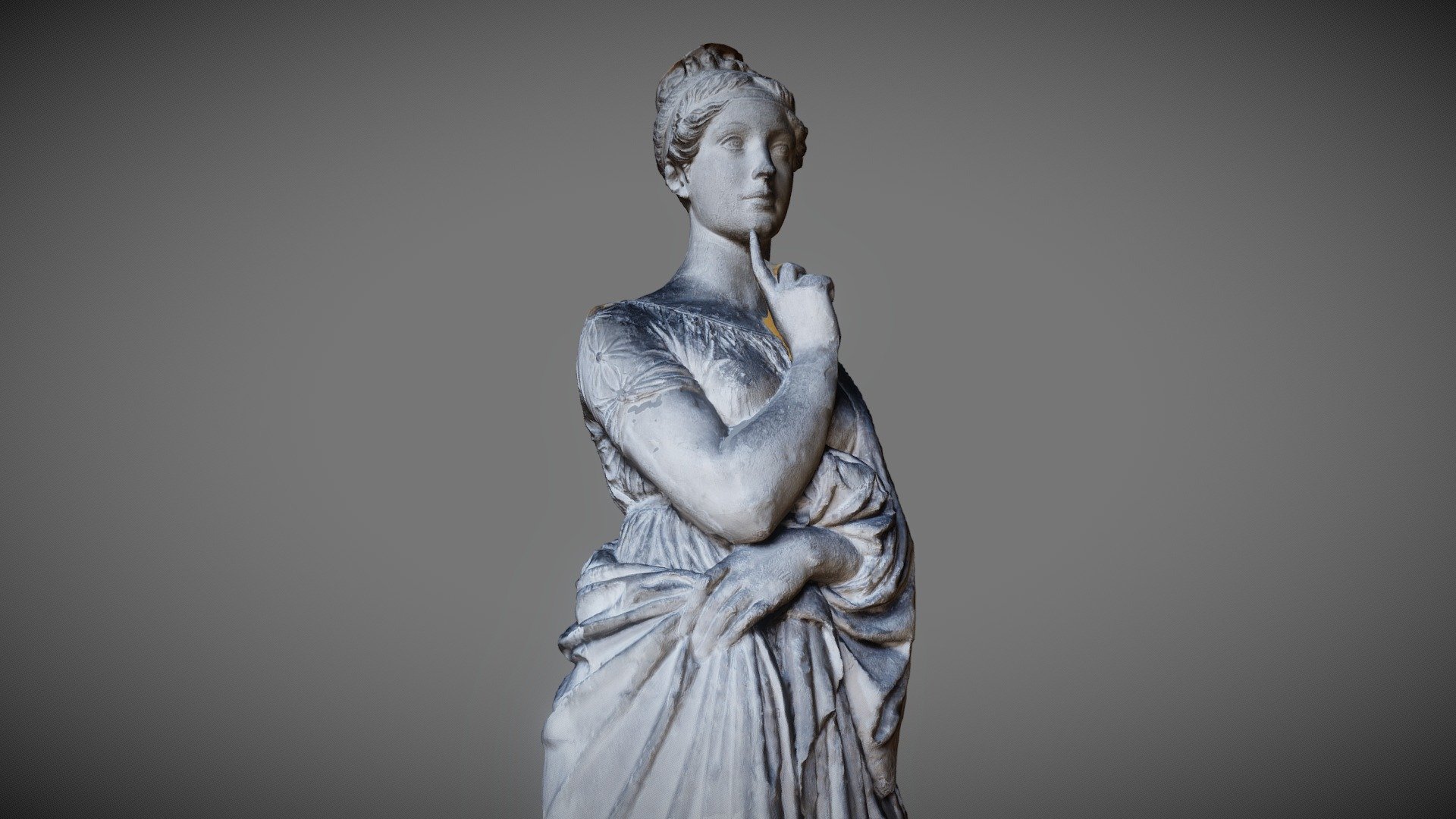 Maria Fjodorovna Barjatinskaja (1793 -1858), made in 1818, Bertel Thorvaldsen (1770 - 1844), plaster, height: 180 cm. Reference number: A172. Thorvaldsen museum (Copenhagen, Denmark). Made with ReMake and ReCap from AutoDesk.

The Russian Princess Maria Barjatinskaja came to Rome in 1818 with her husband. At his wish, she was modelled by Thorvaldsen. The marble sculpture was created in 1821-25, but was never delivered. After the Princess’s death, her family demanded to have the statue handed over, but instead accepted a copy made by Thorvaldsen’s most important Danish apprentice, the sculptor H. W. Bissen. Today the sculpture is in the Pushkin Museum in Moscow.

For more updates, please follow @GeoffreyMarchal on Twitter.