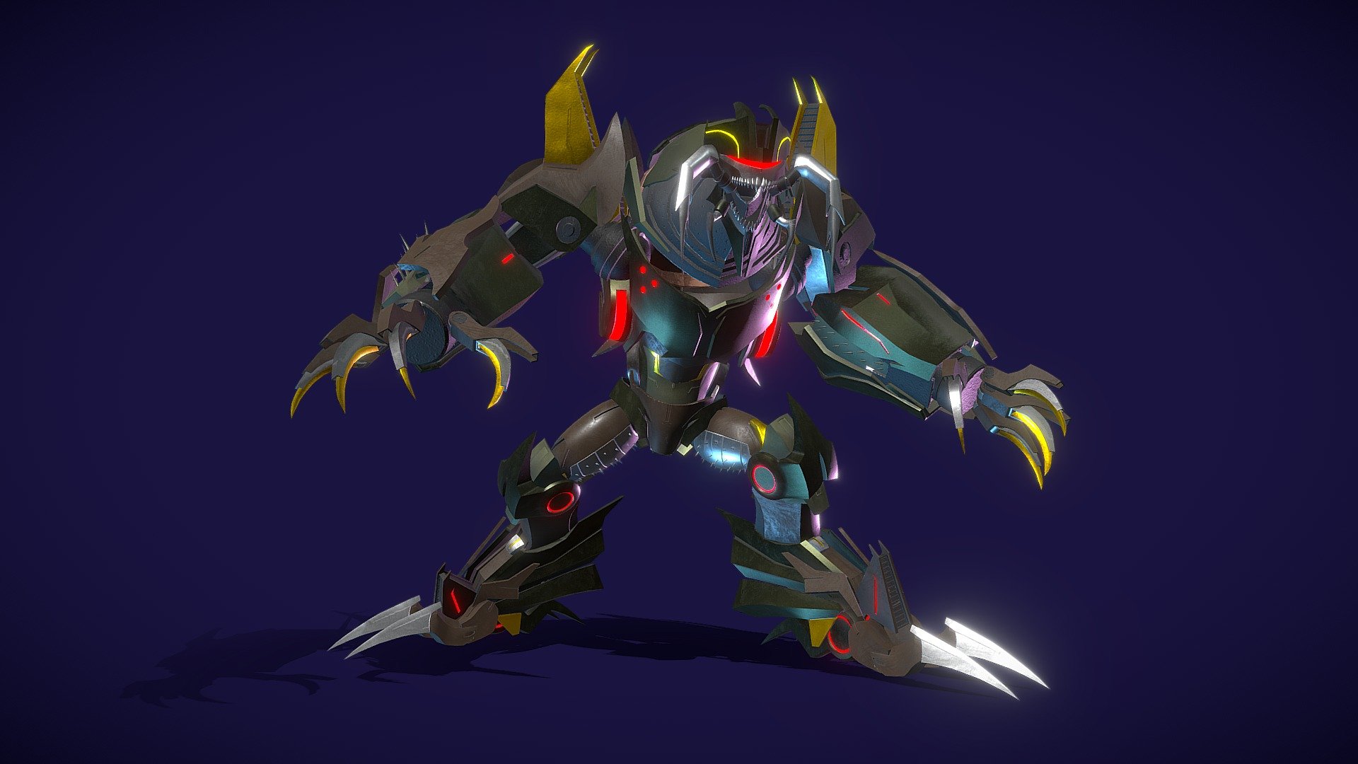 3D model rig of Insecticon, an insect-like type of Transformers from the Transformers Prime series. With rigging and PBR materials, ensuring appropriate usability for animations and games.

The native file type is BLEND as it was created with Blender, however with OBJ, FBX as well as PBR textures provided, it will work with any 3D programs.

All rights of the Transformers brand belongs to Hasbro.

&mdash;NOTES&mdash;
For a more in depth look of the purchasable package, check out the portfolio post: https://www.artstation.com/artwork/RnYvbE

&mdash;DETAILS&mdash;

In this package includes:





Blender file (.BLEND) with armature rigging, proper materials and PBR textures set up.




PBR textures in 4K, including these maps: Color, Metallic, Specular, Roughness, Emission.




OBJ and FBX files.



The model in Blender project file also completed with Crease edges and therefor, subdivision ready.

Thank you for your support of my products and look out for more soon.