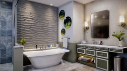 Bathroom Interior lamp, bathroom, baking, webgl, table, bathtub, virtualreality, washroom, gltf, bathroom_accessories, architecture, 3dmodel, interior, industrial