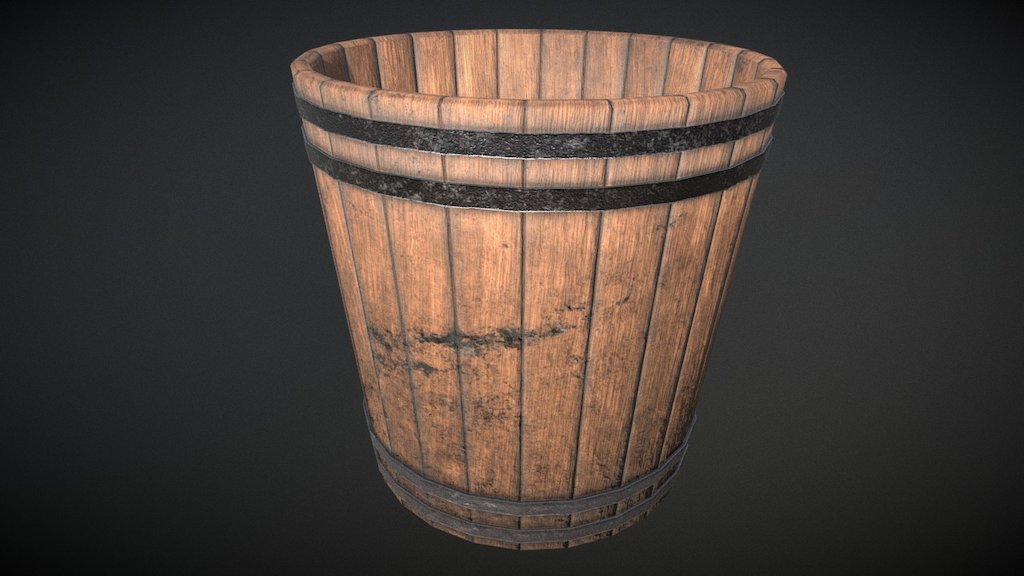 Old wooden bucket. Was modeled in 3Ds max 2017, unfolded in Unfold3D and textured in Substance Painter 2.