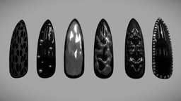 Gothic stiletto fake nails pack diamonds, style, punk, fashion, nails, accessories, sharp, makeup, obj, goth, diamond, chrome, gothic, fingers, accessory, acrylic, glitter, stiletto, blender, black, hand, nailart, fakenails